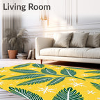 Emerald Fern Snowflakes Yellow Rug