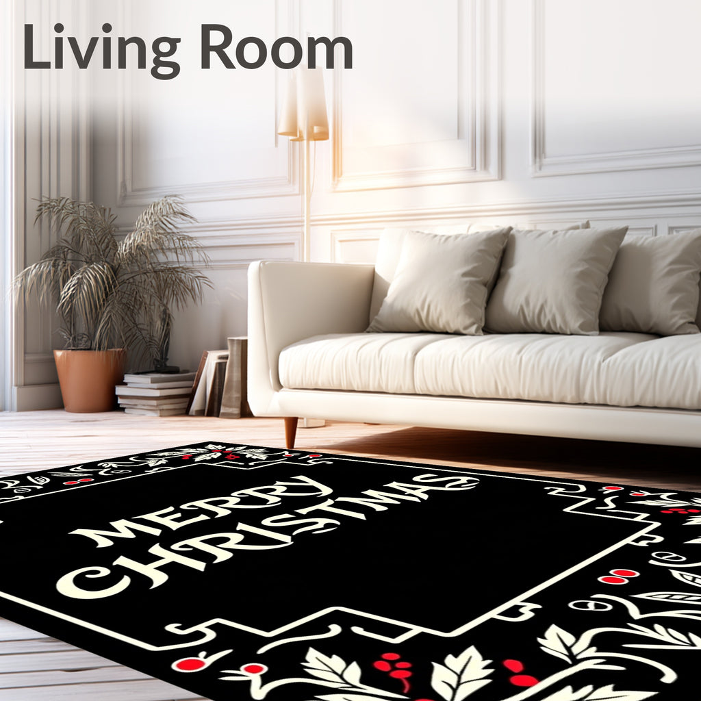 Black Holly Berry Vintage Border Rug