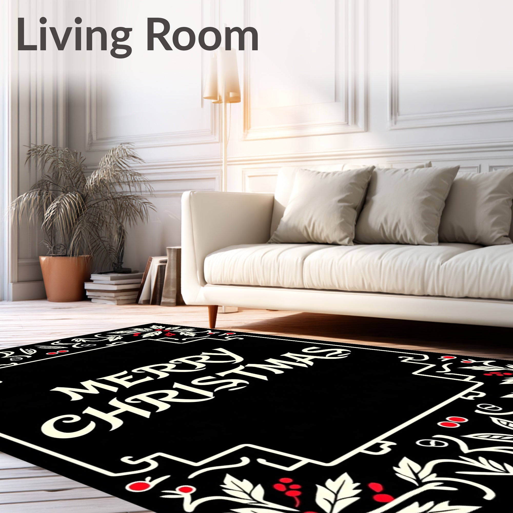 Black Holly Berry Vintage Border Rug