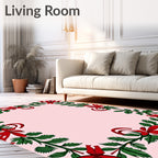 Red Festive Swirl Garland Rug