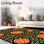 Autumn Orange Pumpkin Vine Art Rug