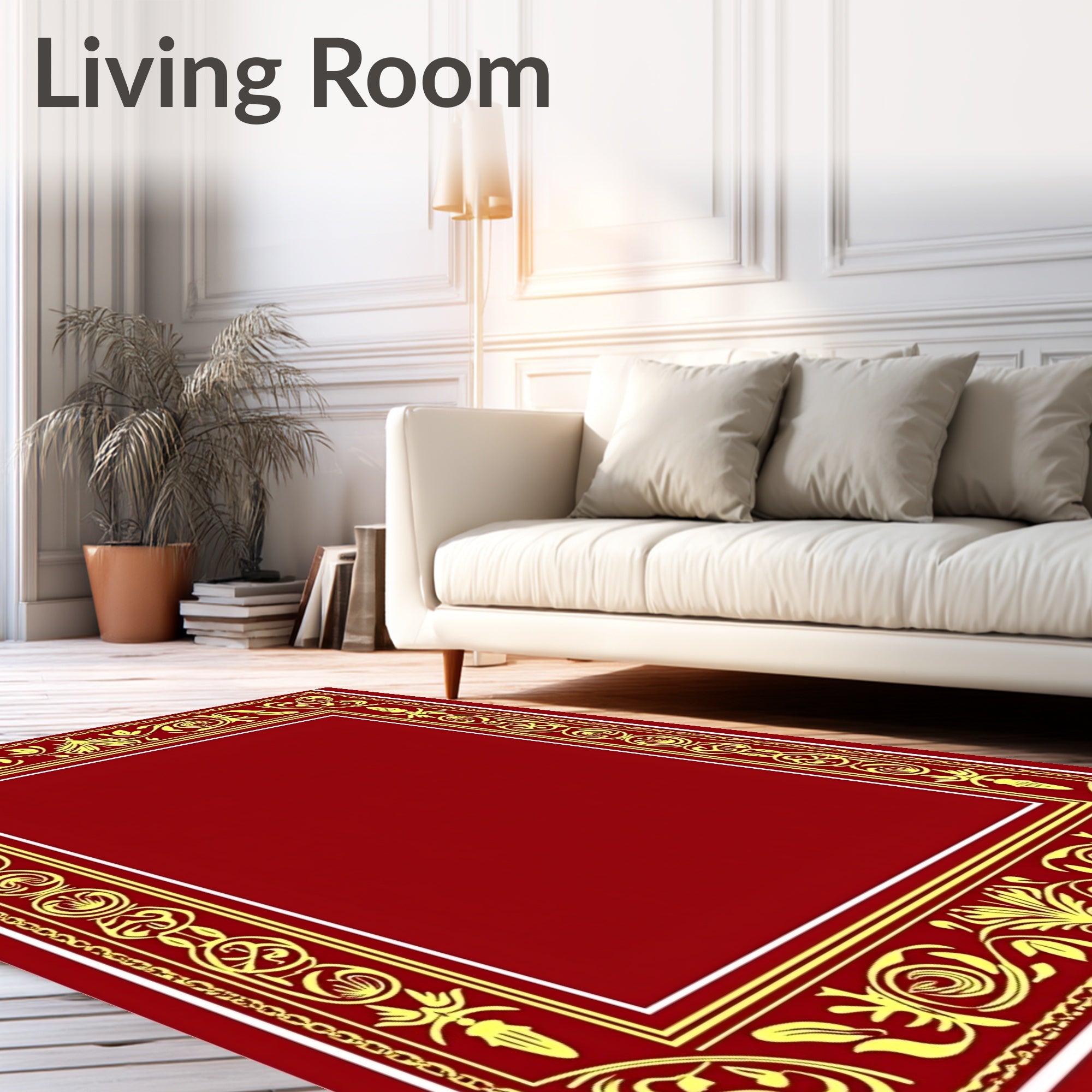 Gold Leaf Vine Scroll Border Rug