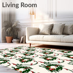 Whimsical Green Wreath Red Berry Rug