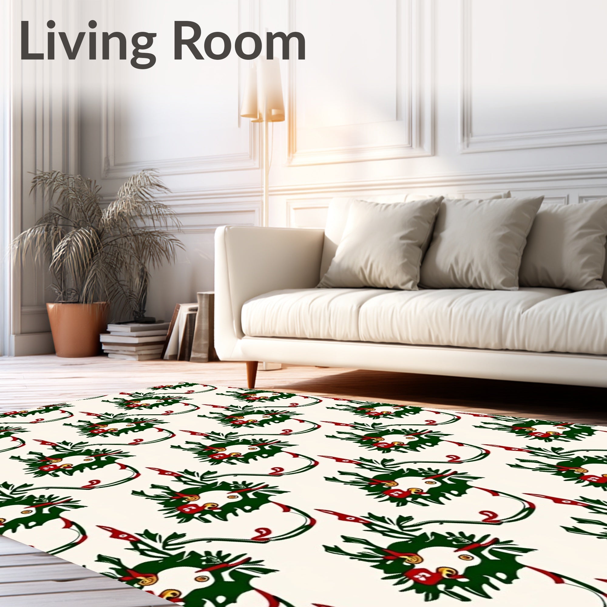 Whimsical Green Wreath Red Berry Rug
