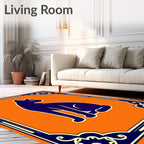 Orange Cat Silhouettes In Dark Frame Rug