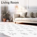 Light Gray Hand Drawn Floral Rug