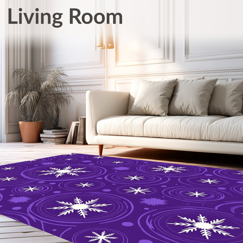 Purple Winter Snowflake Swirls Rug