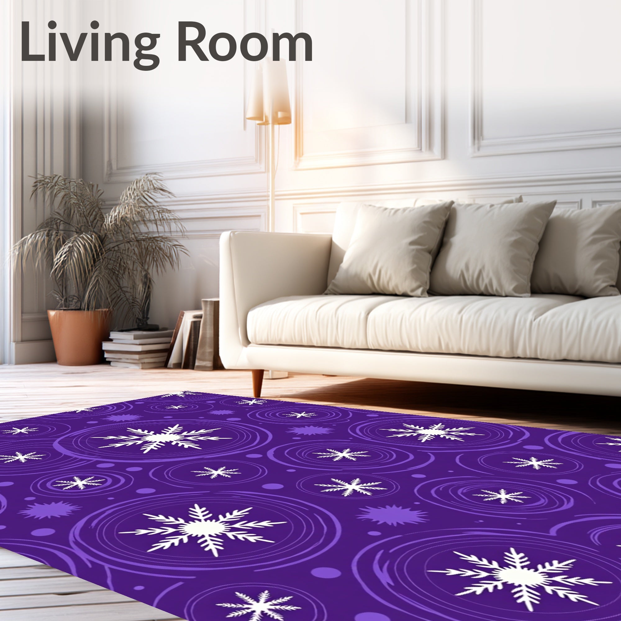 Purple Winter Snowflake Swirls Rug