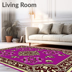 Ornate Purple Floral Heart Medallion Rug