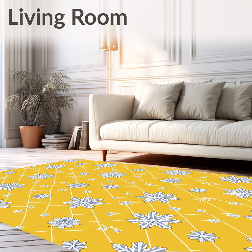 Golden Yellow Snowflake Garden Rug