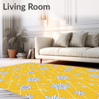 Golden Yellow Snowflake Garden Rug