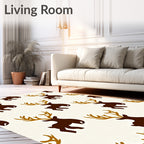 Brown Golden Reindeer Repeating Illustration Rug