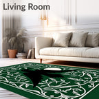 Black Crow Moon Emerald Frame Botanical Rug