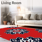 Crimson Navy White Starburst Medallion Rug