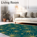 Teal Gold Starburst Sunburst Rug