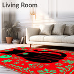 Black Cat Festive Snowflake Border Rug