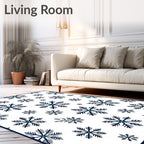 Dark Blue Snowflake Winter Scatter Rug