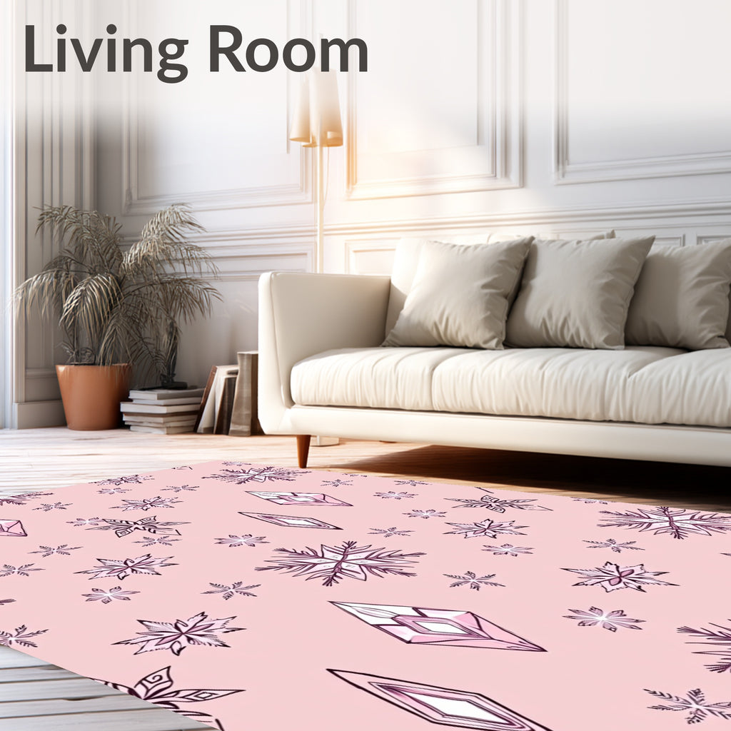 Pale Rose Snowflake Crystal Collection Rug