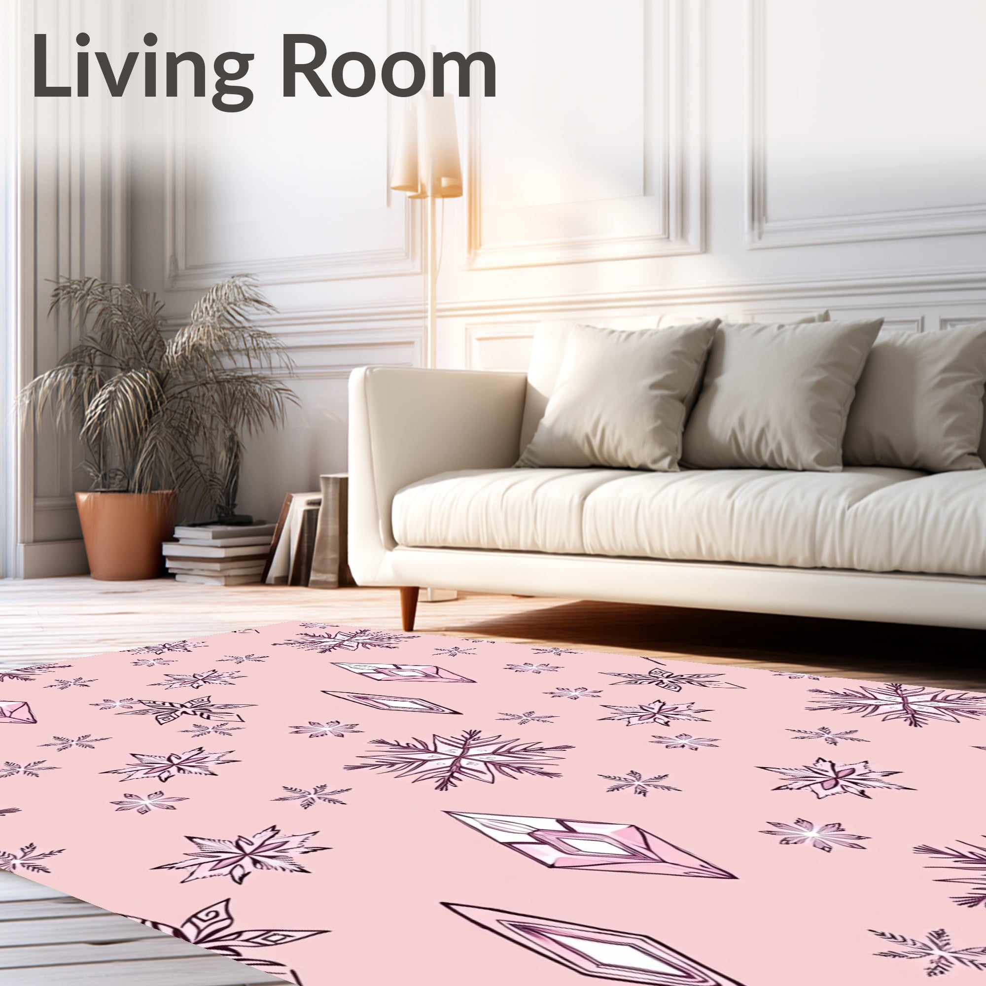 Pale Rose Snowflake Crystal Collection Rug
