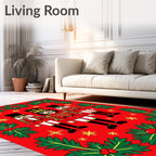 Festive Red Nutcracker Holly Accents Rug
