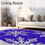 White Snowflakes On Royal Blue Background Rug