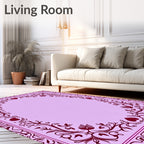 Ornate Lilac Heart Vine Border Rug