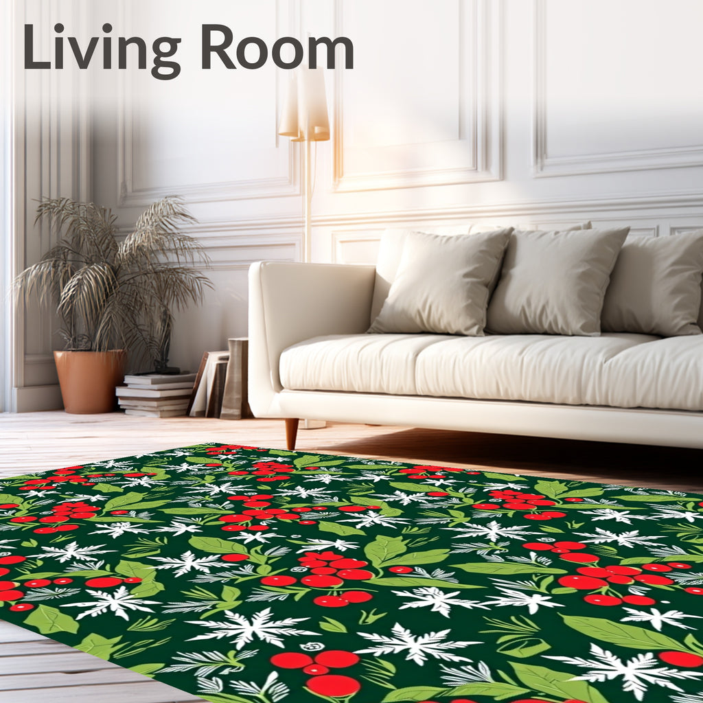 Winter Berry Snowflake Garland Rug