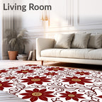 Burgundy Blossom Vine Swirl Rug