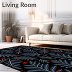 Festive Red Berries Pine Branches Rug