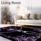 Purple Bat Moon Skeleton Floral Rug