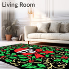 Creepy Santa Skull Festive Holly Border Rug