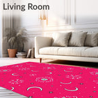 Pink White Celestial Snowflake Moon Rug