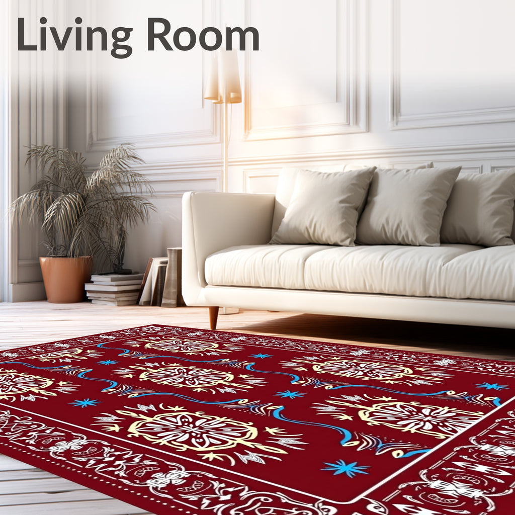 Deep Red Floral Medallion Harmony Rug