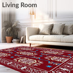 Deep Red Floral Medallion Harmony Rug