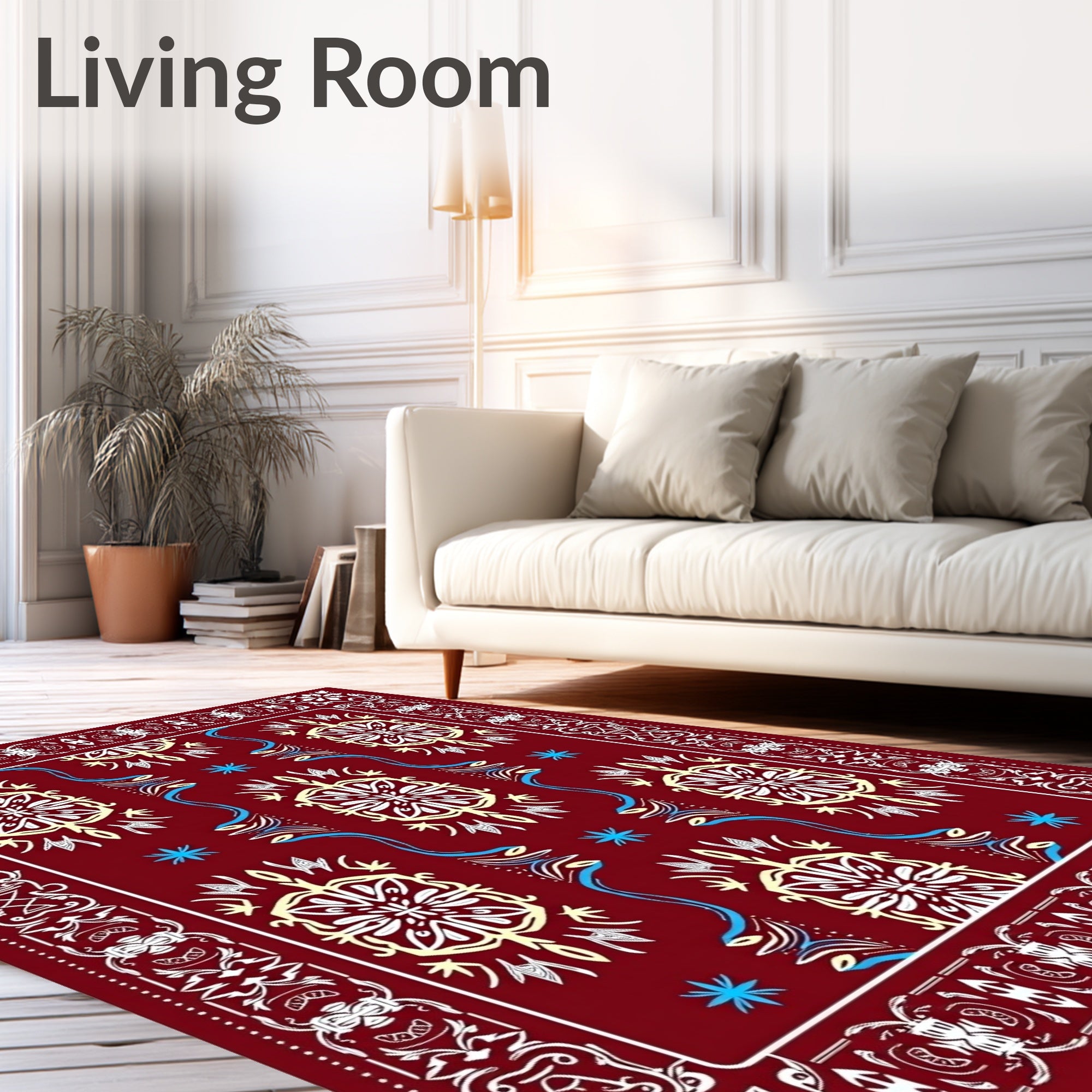 Deep Red Floral Medallion Harmony Rug