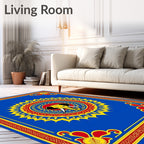Bold Blue Yellow Red Elephant Mandala Rug