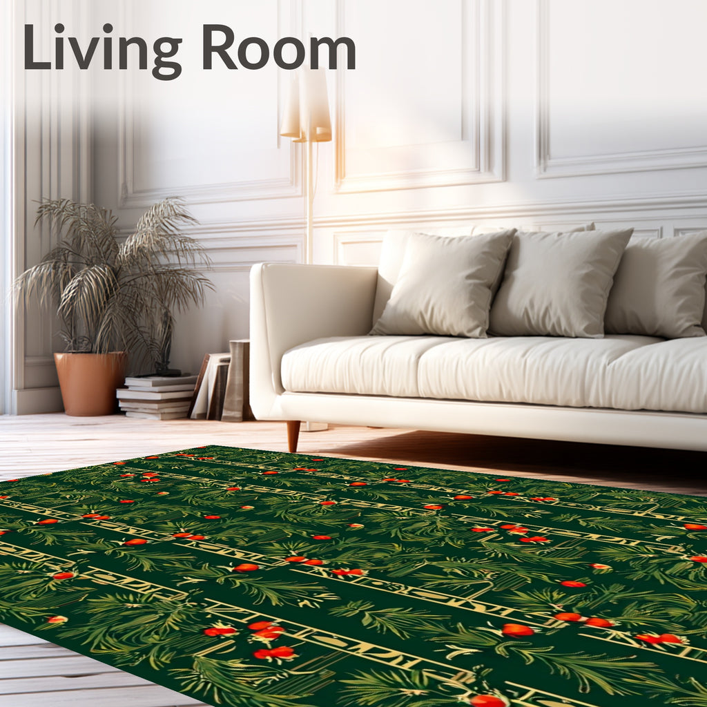 Emerald Forest Red Berry Garland Rug