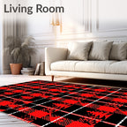 Red Black Buffalo Plaid Tree Texture Rug