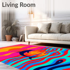 Vibrant Pink Sunset Dolphin Ocean Waves Rug