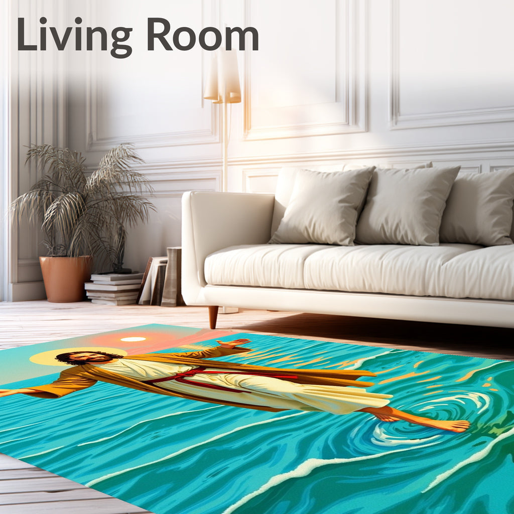 Calm Jesus Walking on Water Rug