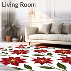 Deep Red Floral Botanical Garden Rug