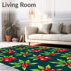Christmas Red Holly Berry Foliage Rug