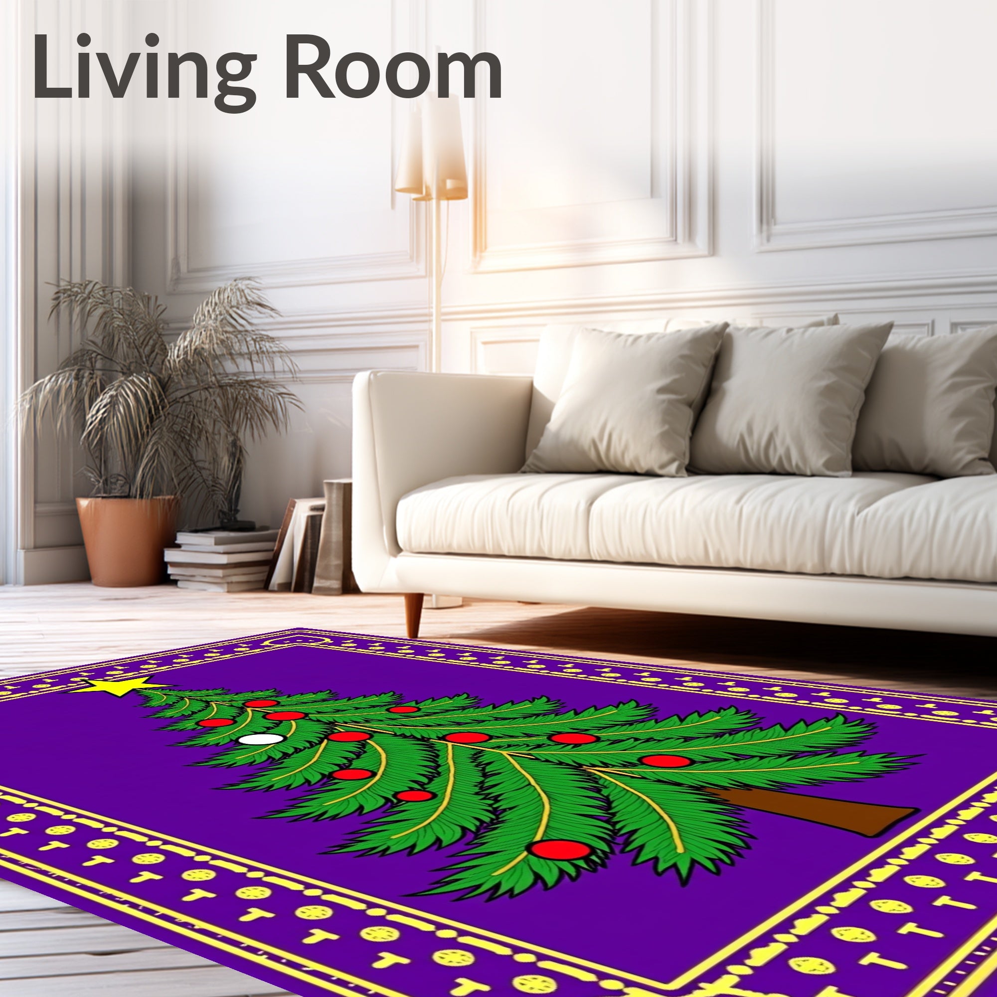 Festive Purple Christmas Tree Star Rug
