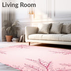 Delicate Pink Floral Branch Frame Rug