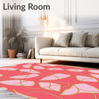 Blush Pink Gold Leaf Vine Art Rug