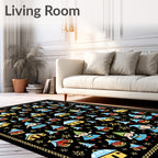 Whimsical Gnomes Forest Houses Stars Rug