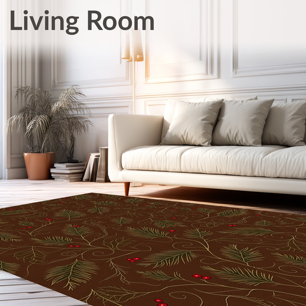 Brown Pine Needle Berry Garland Rug