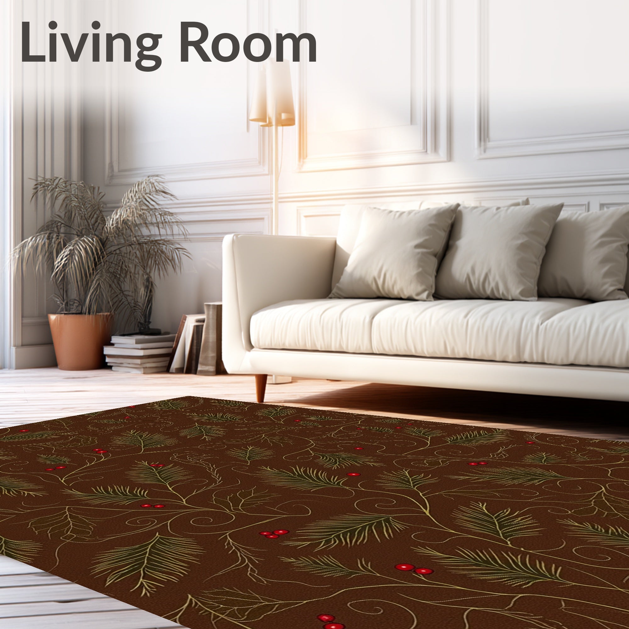 Brown Pine Needle Berry Garland Rug