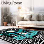 Halloween Haunted Graveyard Moon Bats Rug