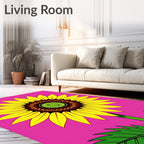Vibrant Yellow Sunflower Mandala Rug